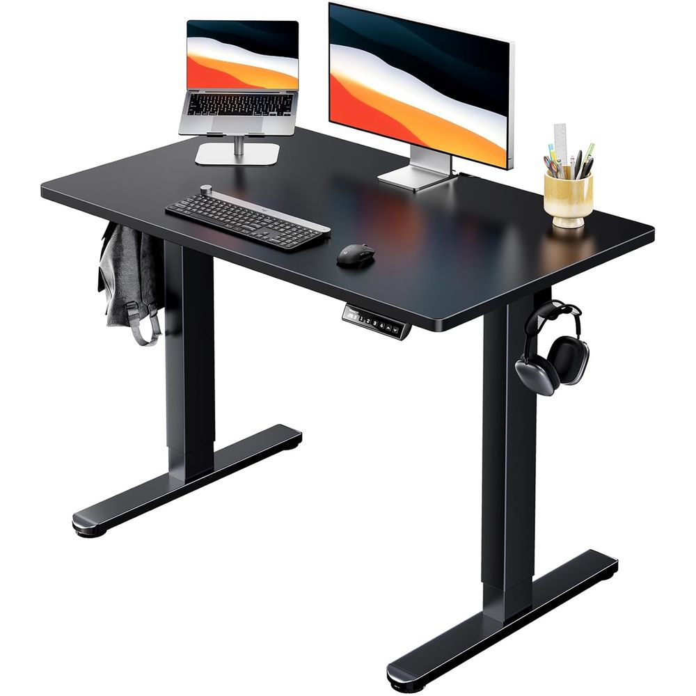 Desk Setup L Shaped - Electric Standing Desk, Whole Piece Desktop,