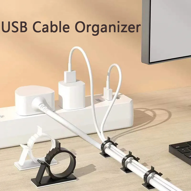 Desk Setup Laptop - Cable Organizer Self Adhesive Cable Clips