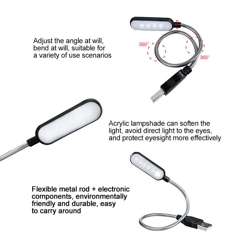 Mini 4 LED Book Lamp Portable  - Desk Setup Laptop のレビューと価格