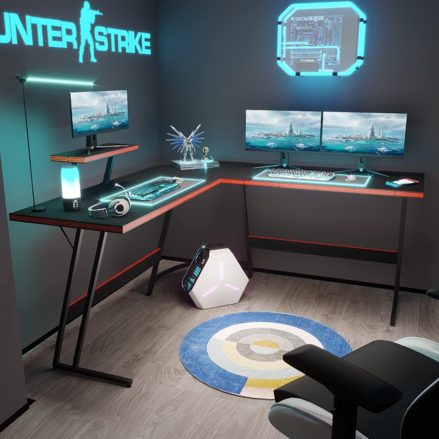L Shaped Gaming Desk with Larg - Desk Setup L Shaped のレビューと価格