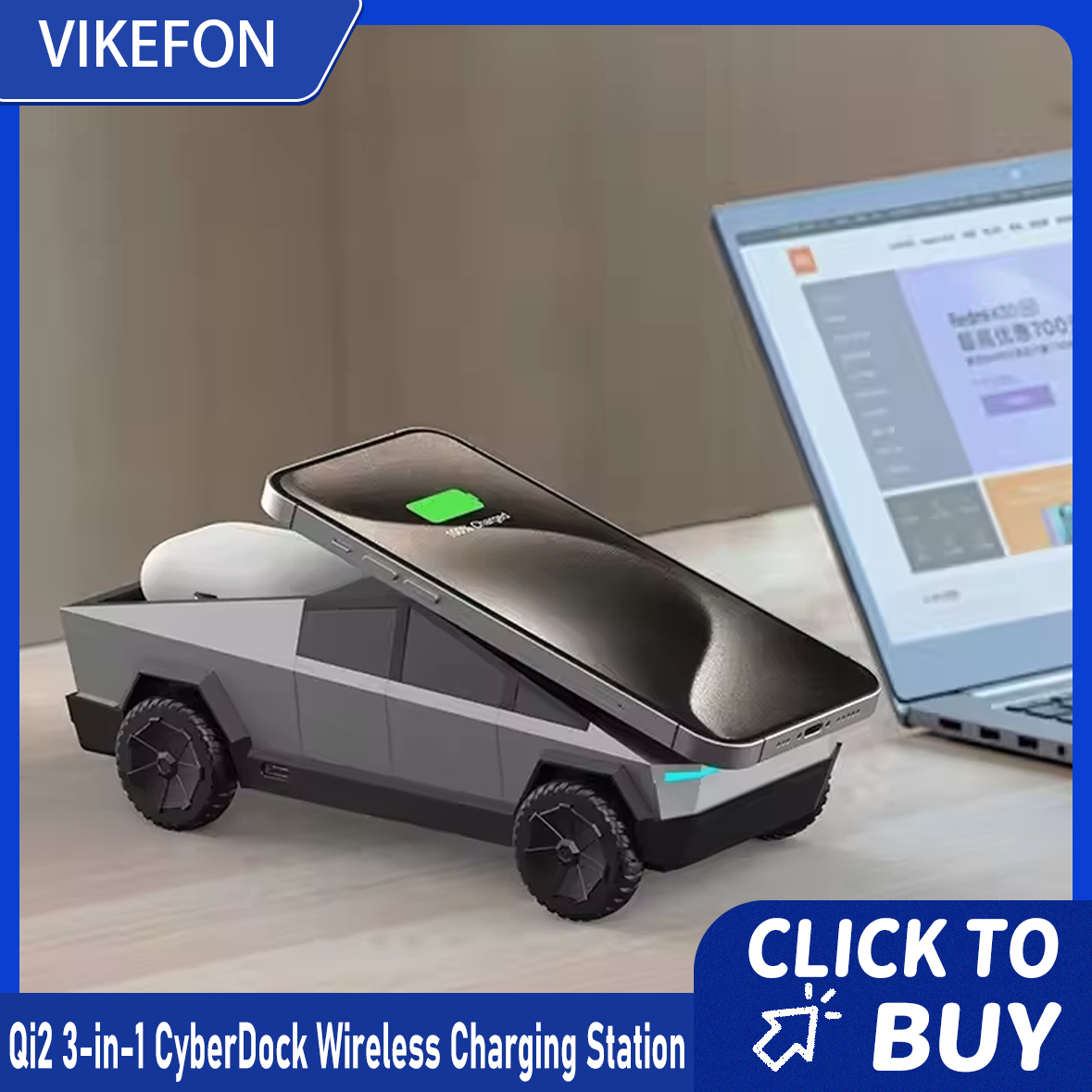 VIKEFON Desktop Stand Qi2 3-in - Desk Setup Apple のレビューと価格
