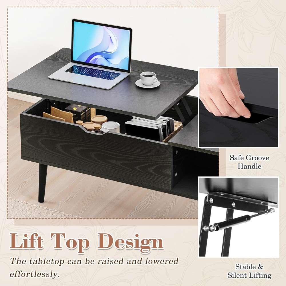 Wood Lift Top Coffee Table wit - Desk Setup Shelves のレビューと価格