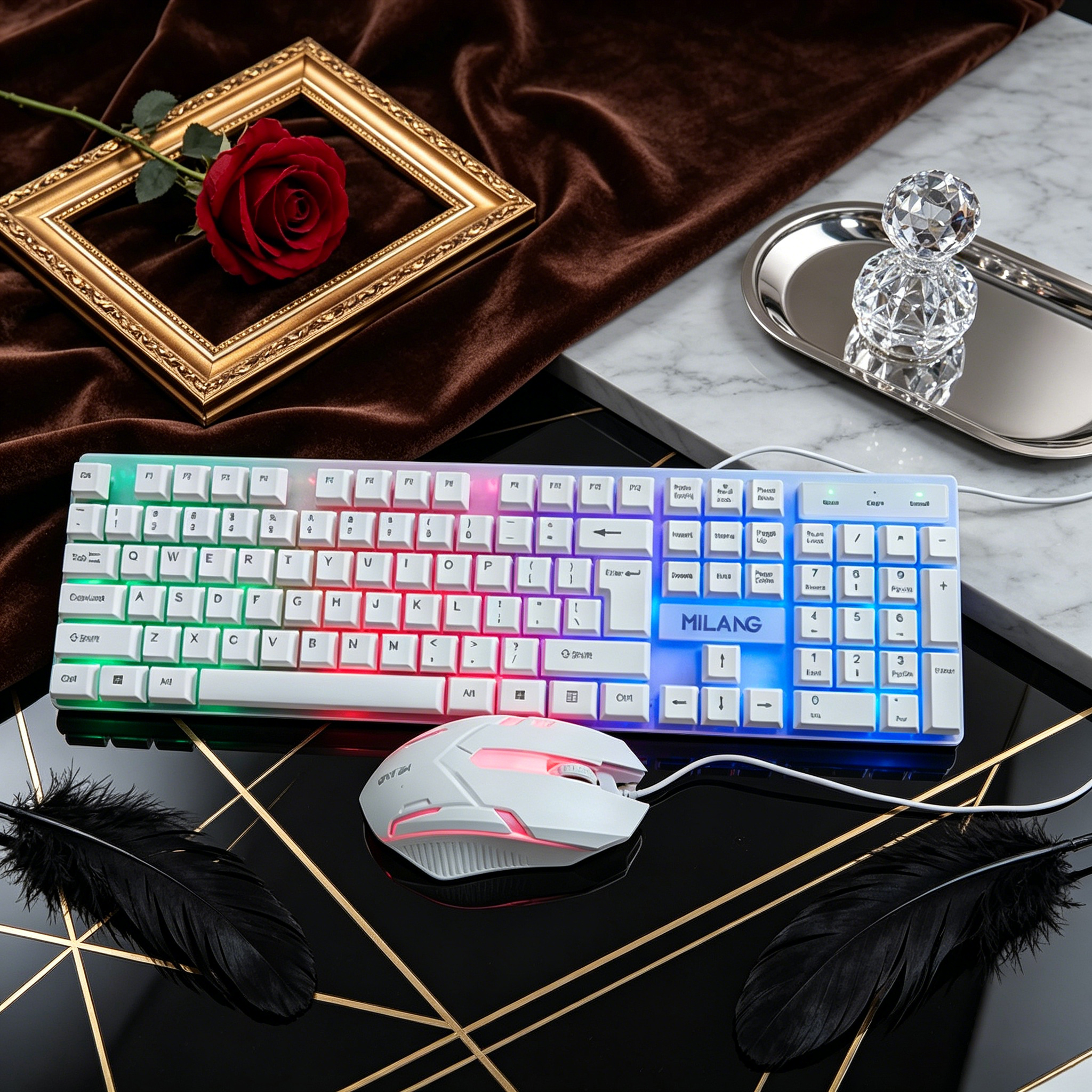 Wired RGB Backlit Keyboard Mou - Desk Setup Designer のレビューと価格