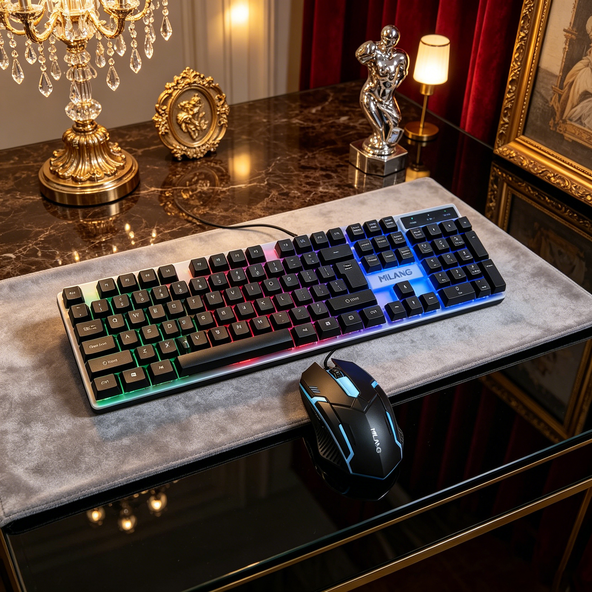 Wired RGB Backlit Keyboard Mou - Desk Setup Designer のレビューと価格