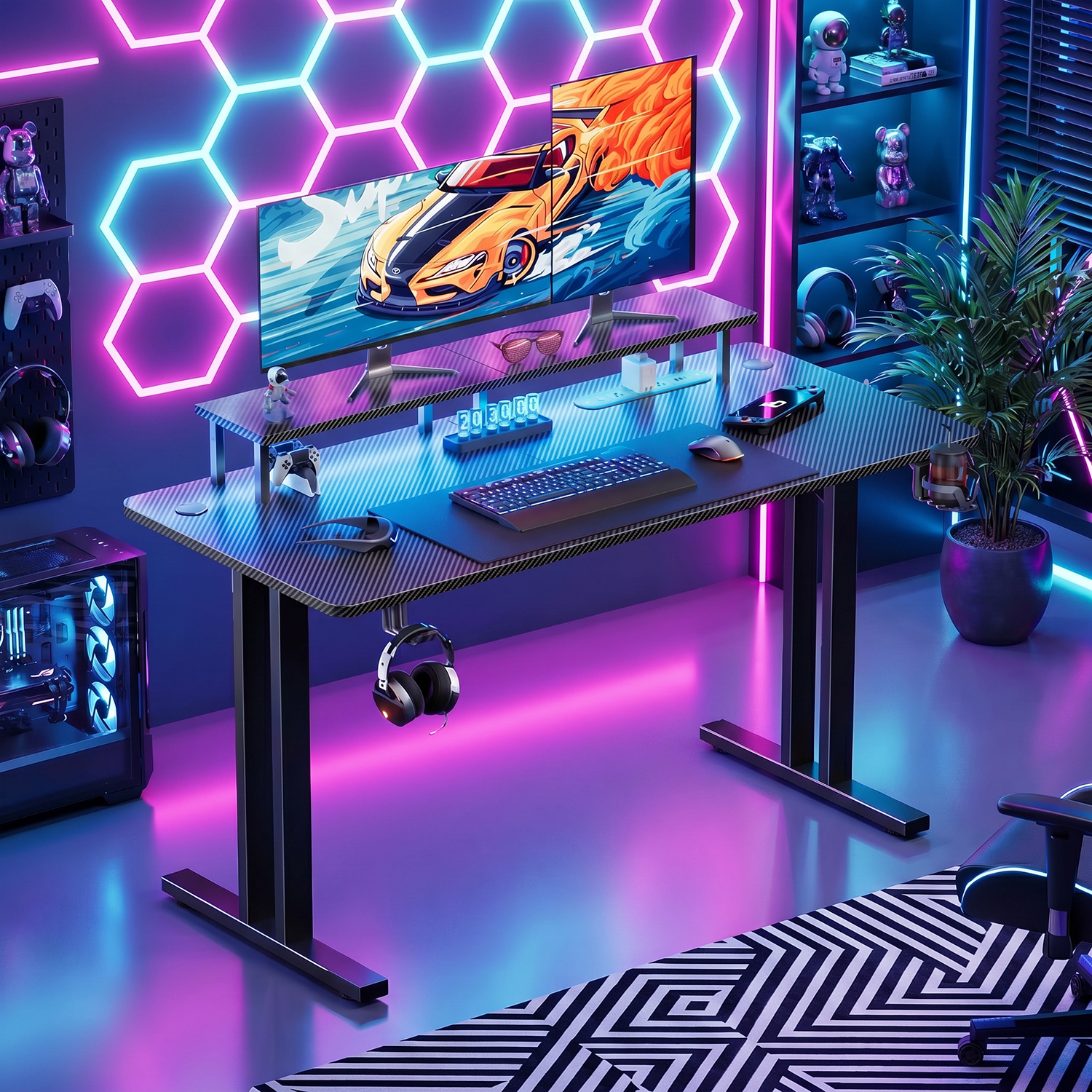 Gaming Desk with LED Lights &  - Desk Setup Pc のレビューと価格