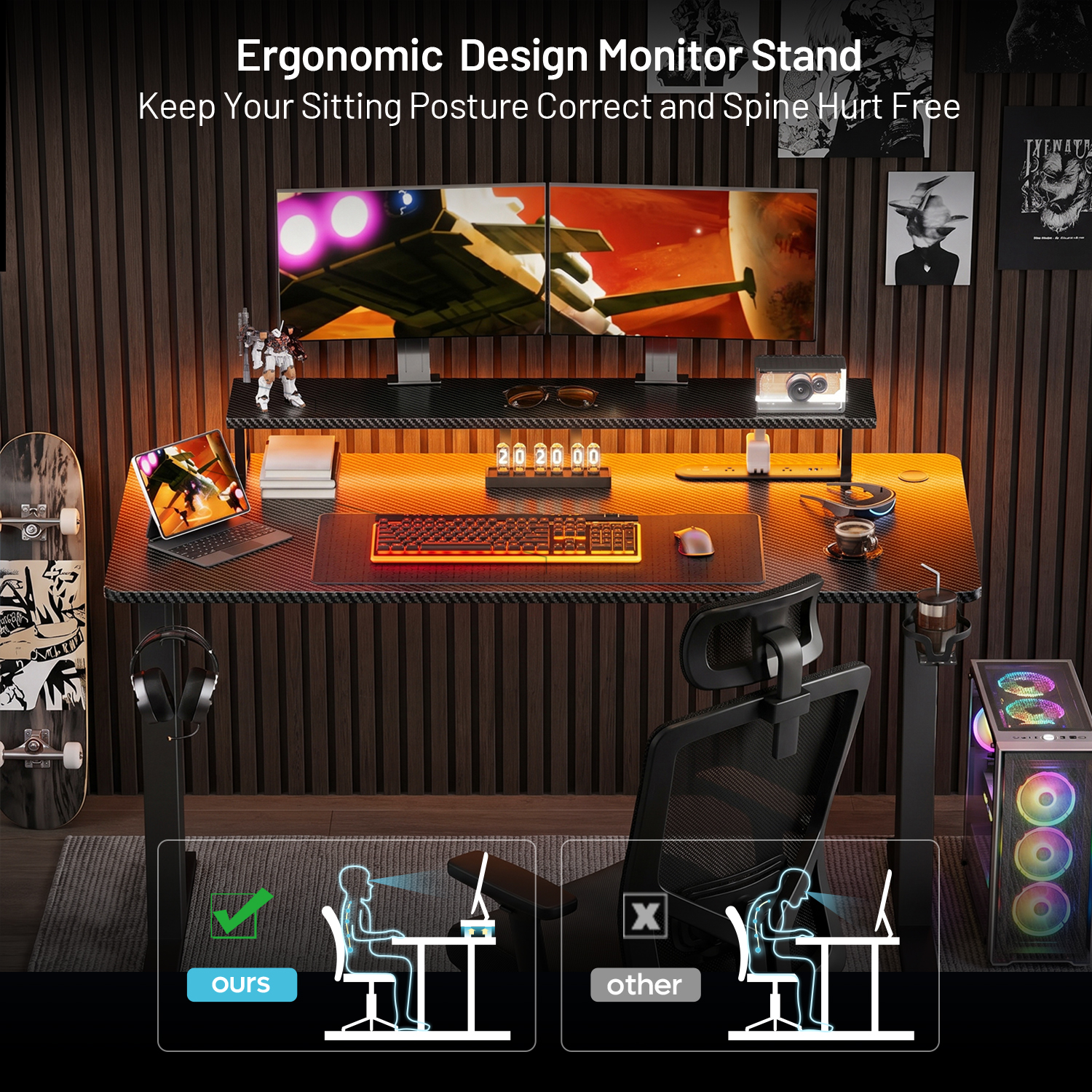Gaming Desk with LED Lights &  - Desk Setup Pc のレビューと価格