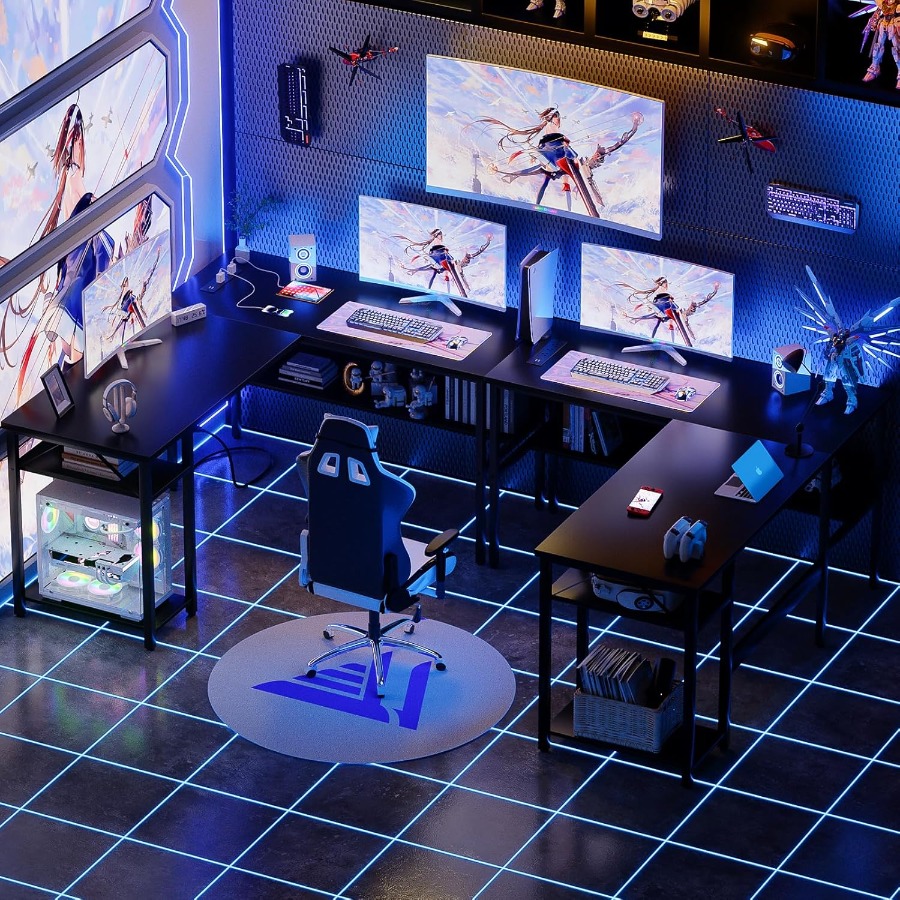 Reversible L Shaped Desk with  - Desk Setup L Shaped のレビューと価格