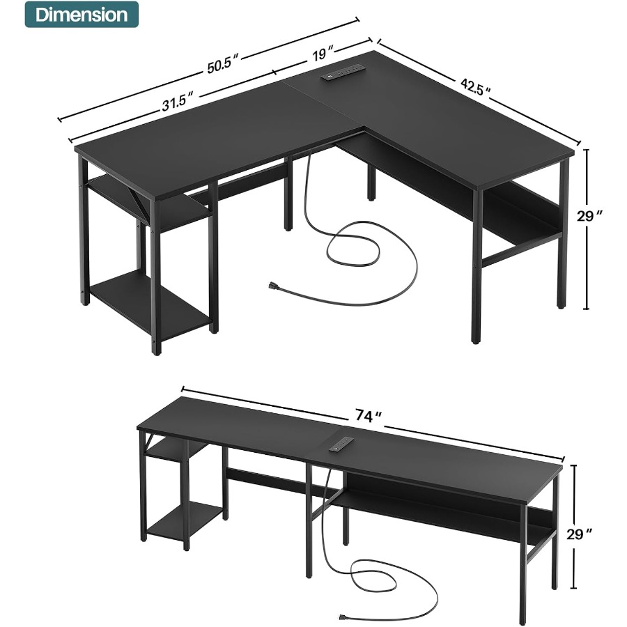 Reversible L Shaped Desk with  - Desk Setup L Shaped のレビューと価格