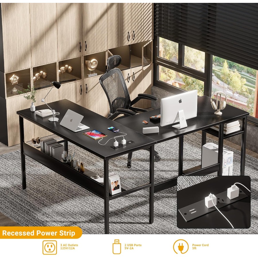 Reversible L Shaped Desk with  - Desk Setup L Shaped のレビューと価格