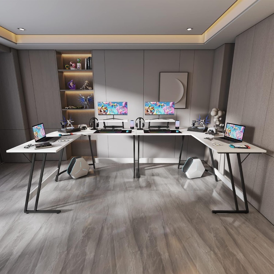 L Shaped Gaming Desk with Larg - Desk Setup L Shaped のレビューと価格