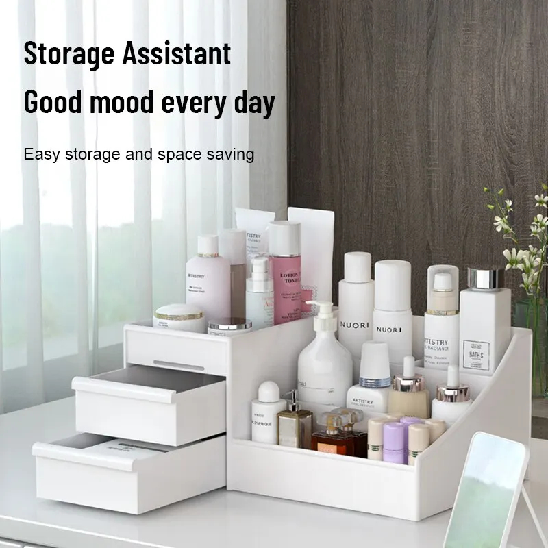 1pc White New Drawer Makeup St - Desk Setup Shelves のレビューと価格