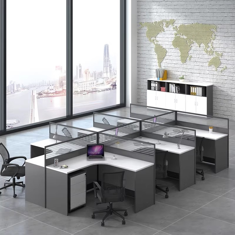 White Office Desk for 2 4 or 6 - Desk Setup L Shaped のレビューと価格