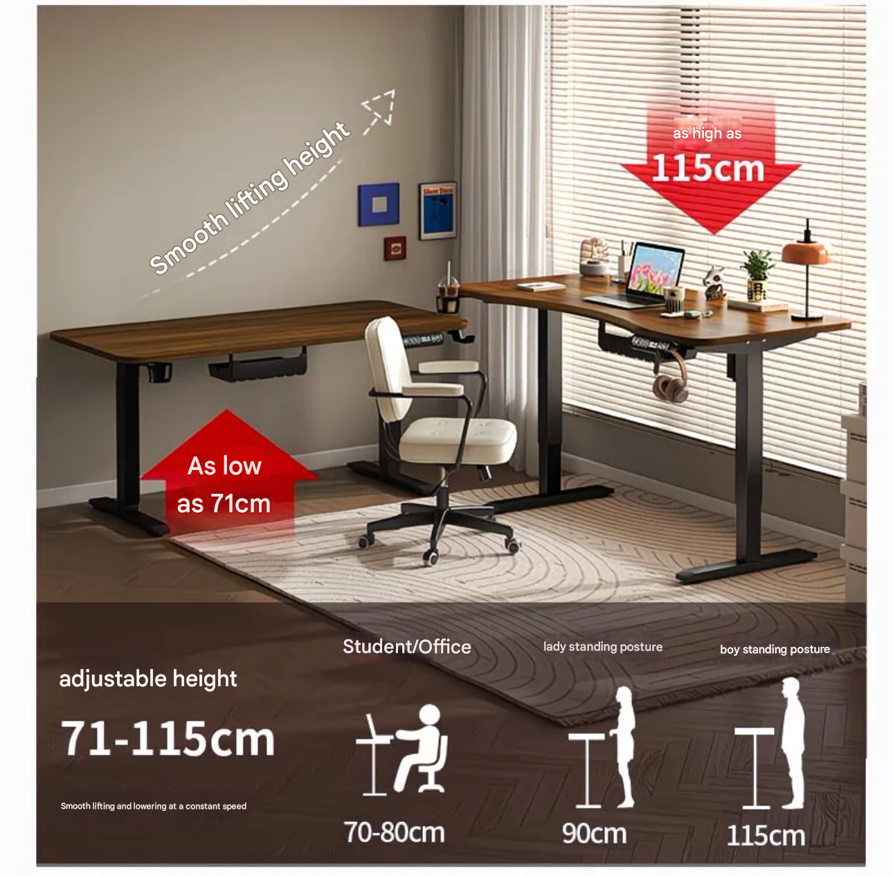 80/100/120/140cm Height Adjust - Desk Setup Pc のレビューと価格