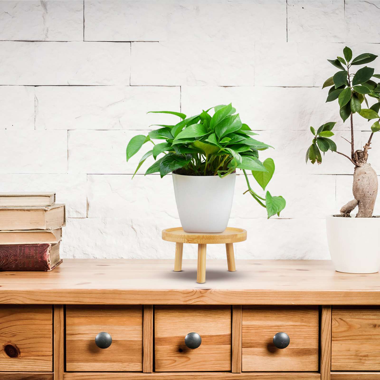 Holder Stand Pot Flower Wood W - Desk Setup Shelves のレビューと価格