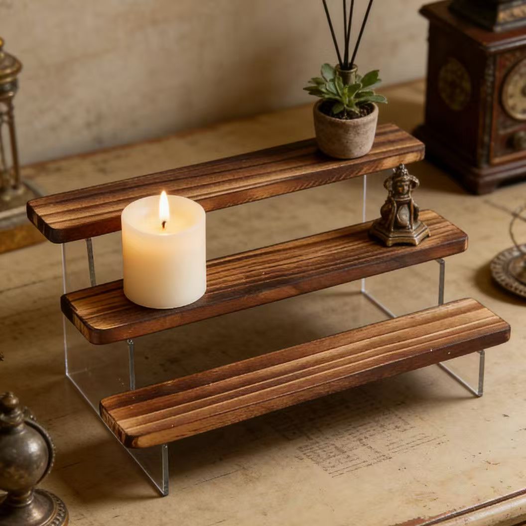 Charred Wooden Step Display St - Desk Setup Shelves のレビューと価格