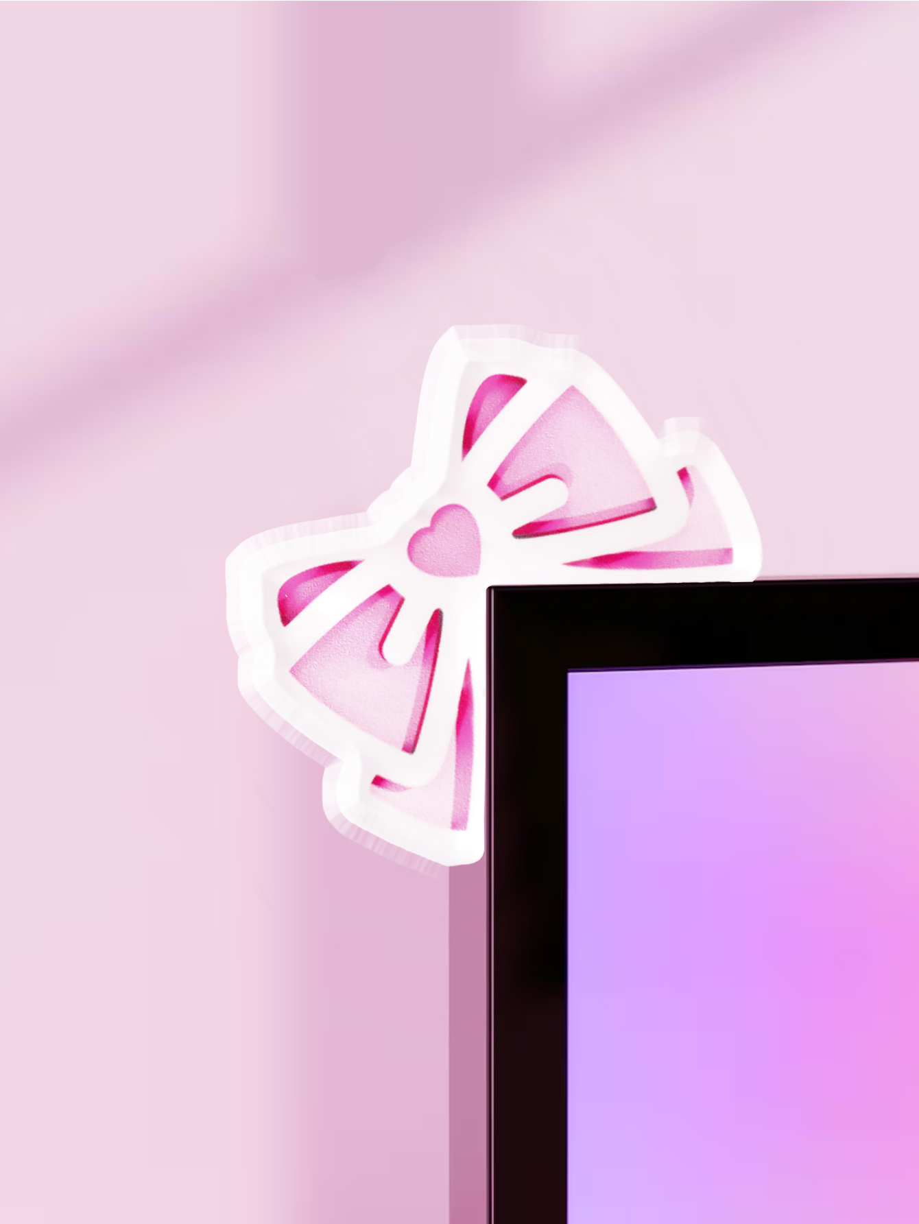 Kawaii Bow Monitor Decor Pink  - Desk Setup Pc のレビューと価格