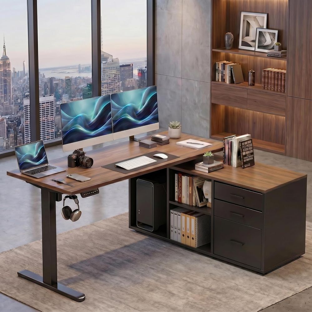 55 Inch L Shaped Standing Desk - Desk Setup L Shaped のレビューと価格