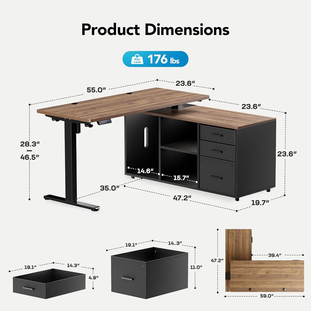 55 Inch L Shaped Standing Desk - Desk Setup L Shaped のレビューと価格