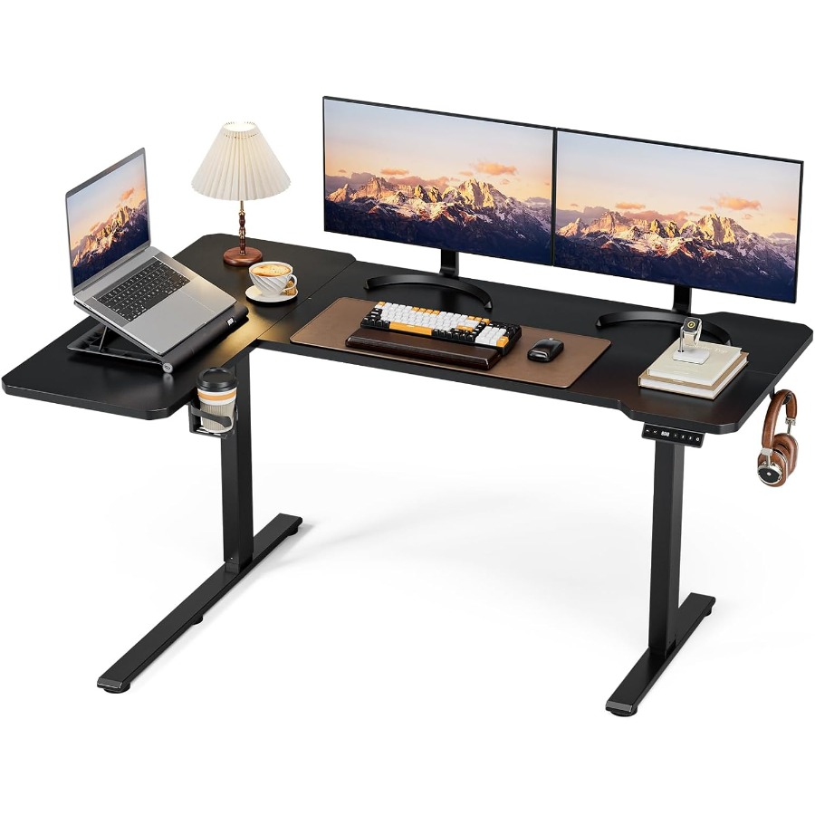 59 Inch L Shaped Adjustable He - Desk Setup L Shaped のレビューと価格