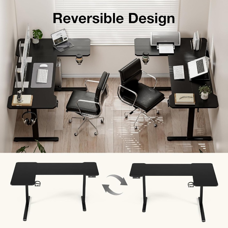 59 Inch L Shaped Adjustable He - Desk Setup L Shaped のレビューと価格