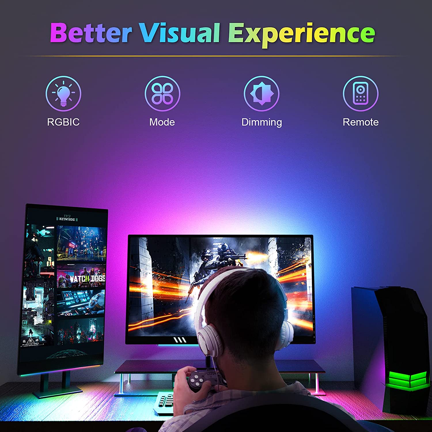Under Monitor Light Bar RGB Dr - Desk Setup Pc のレビューと価格